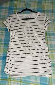 Sonoma White And Black Striped Short Sleeve V-Neck T-Shirt